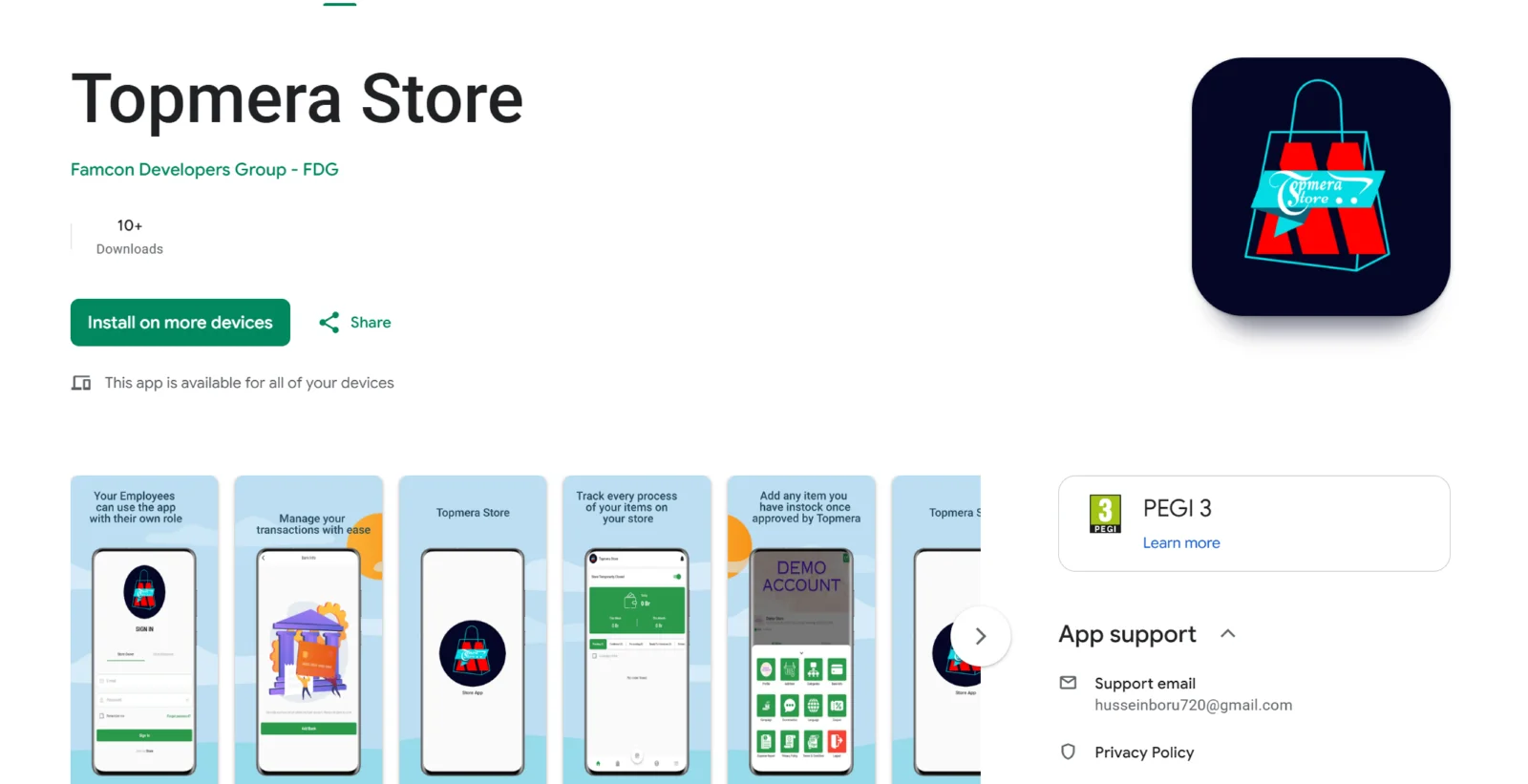 Screenshot of TopMera Store